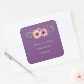 Elegant Romantic Floral Wedding Vierkante Sticker (Envelop)