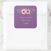 Elegant Romantic Floral Wedding Vierkante Sticker (Tas)