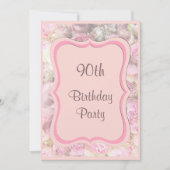 Elegant & Romantic Framed Bouquet 90th Birthday Kaart (Voorkant)