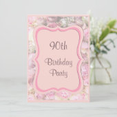 Elegant & Romantic Framed Bouquet 90th Birthday Kaart (Staand voorkant)