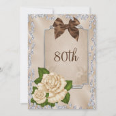 Elegant Romantic Ivory Rozen & Bows 80th Kaart (Voorkant)