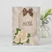 Elegant Romantic Ivory Rozen & Bows 80th Kaart (Staand voorkant)