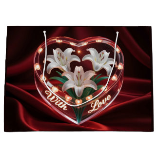 Elegant Romantic Lily Bouquet in Illuminated Heart Groot Cadeauzakje