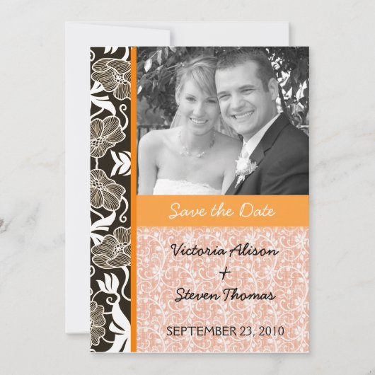 Elegant & Romantic Lovers Wedding Orang Save The Date (Voorkant)