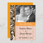 Elegant & Romantic Lovers Wedding Orang Save The Date (Voorkant / Achterkant)