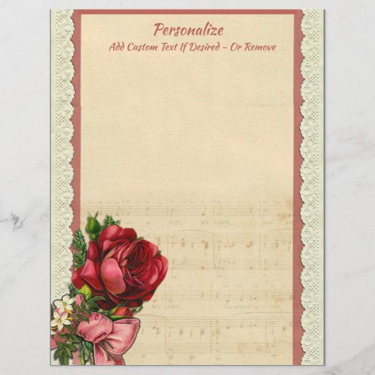  Elegant Romantic Musical Sheet Music Lace (Voorkant)