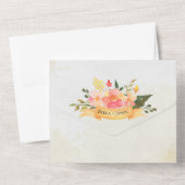Elegant Romantic Peach Floral Monogram Weddenschap All In One Uitnodiging (Achterkant)