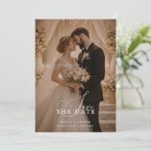 Elegant Romantic Photo Save the Date Card (Debout devant)