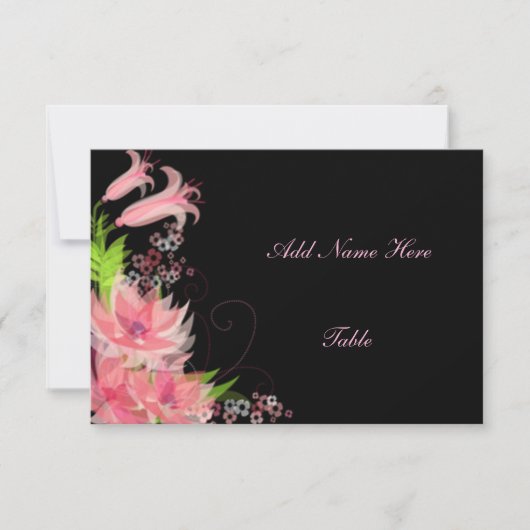 Elegant Romantic Pink Floral Table Place Card Kaart (Voorkant)