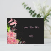 Elegant Romantic Pink Floral Table Place Card Kaart (Staand voorkant)