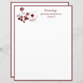 Elegant & Romantic Red Rose Vine Letter (Voorkant / Achterkant)