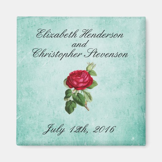  Elegant Romantic Red Rose Wedding Magneet (Voorkant)