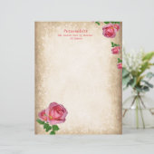 Elegant Romantic Red Rose Writing Paper (Staand voorkant)