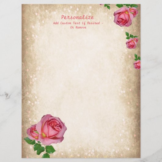 Elegant Romantic Red Rose Writing Paper (Voorkant)
