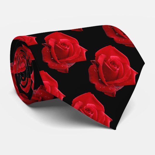 Elegant Romantic Red Roses Floral Stropdas (Opgerold)