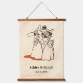 Elegant Romantic Retro Mid Century Classic Weddens Hangend Wandkleed (Voorkant 2)