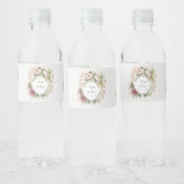 Elegant Romantic Rustic Floral Monogram Wedding Wa Waterfles Etiket (Flessen)