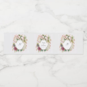 Elegant Romantic Rustic Floral Monogram Wedding Wa Waterfles Etiket