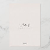 Elegant Romantic Script Blush Wedding Roos Gold Folie Uitnodiging (Achterkant)