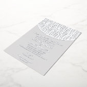 Elegant Romantic Script Grey Pearls Wedding Silver Folie Uitnodiging (Gedraaid)