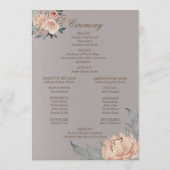 Elegant Romantic Silver Coral Floral Wedding Programma (Achterkant)