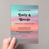 Elegant Romantic Sunset Blue Sky Beach Wedding Acryl Uitnodigingen (Insitu (Draagbaar))