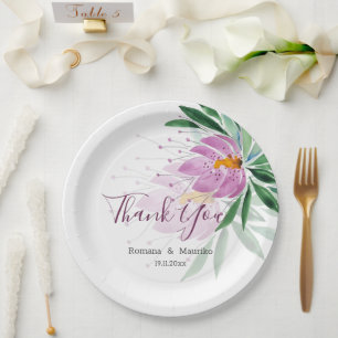 Elegant Romantic Violet Lotus Waterverf Art Papieren Bordje