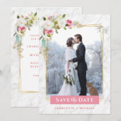 Elegant Romantic Waterverf Floral Wedding Save The Date (Voorkant / Achterkant)