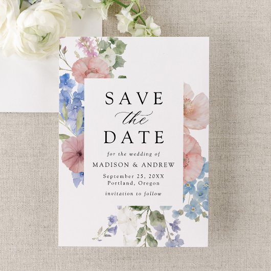 Elegant Romantic Waterverf Floral Wedding Save The Date