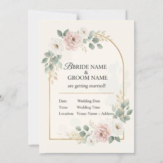 Elegant Romantic Wedding Invitation  Minimal Mode (Recto)