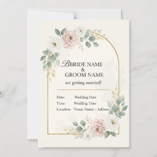 Elegant Romantic Wedding Invitation  Minimal Mode Magnetische Uitnodiging