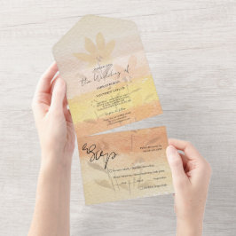 Elegant Romantic Wildbloemen Terracotta All In One Uitnodiging