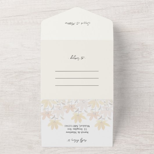 Elegant Romantic Wildbloemen Terracotta All In One Uitnodiging (Buitenkant)