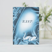Elégant Romantique Bleu Swan amour mariage RSVP (Debout devant)
