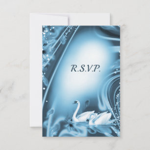Elégant Romantique Bleu Swan amour mariage RSVP