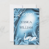 Elégant Romantique Bleu Swan amour mariage RSVP (Devant)