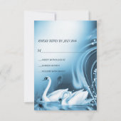 Elégant Romantique Bleu Swan amour mariage RSVP (Dos)