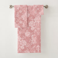 Élégant Romantique Chic Floral Damask-Pastel rose