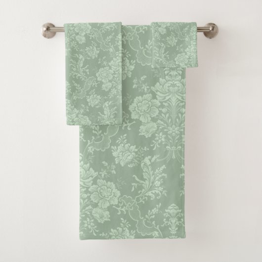 Élégant Romantique Chic Floral Damask-Sage Vert (En situation)