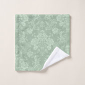 Élégant Romantique Chic Floral Damask-Sage Vert (Gant de toilette)