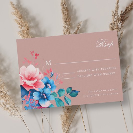 Élégant Romantique floral Script Mariage RSVP Blus