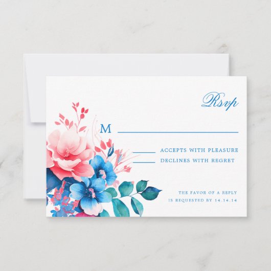Elégant Romantique Floral Script Wedding RSVP (Devant)