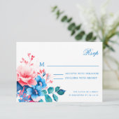 Elégant Romantique Floral Script Wedding RSVP (Debout devant)
