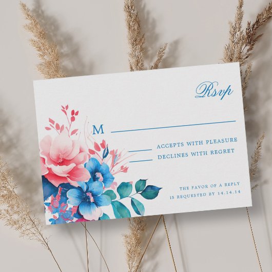 Elégant Romantique Floral Script Wedding RSVP