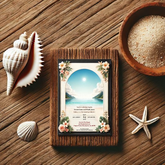 Elégant Romantique Plage Mariage Invitation