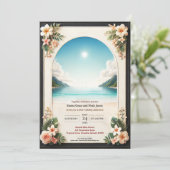 Elégant Romantique Plage Mariage Invitation (Debout devant)