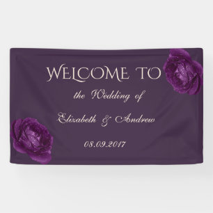 Élégant romantique violet bannière Mariage Rose