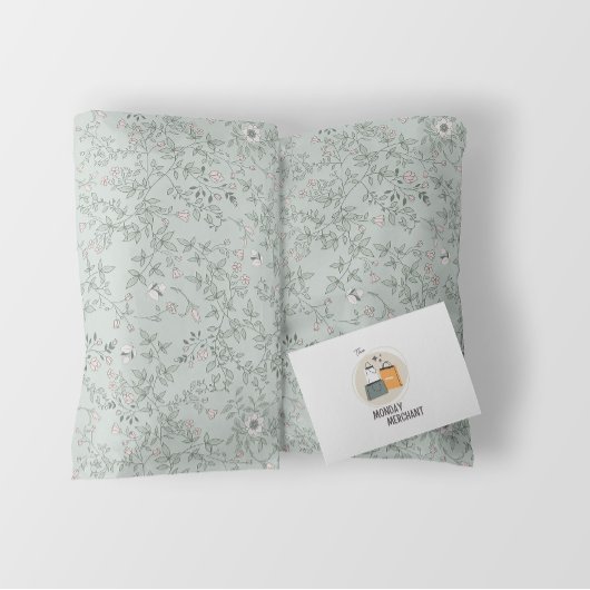 Elegant Romantisch Bloemenpatroon Sage Inpakpapier Vel