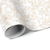 Elegant romantisch bloemmotief beige cadeaupapier (Rol Hoek)