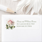 Elegant Romantisch Bord Roze Rose Retouradres Etiket (Insitu)